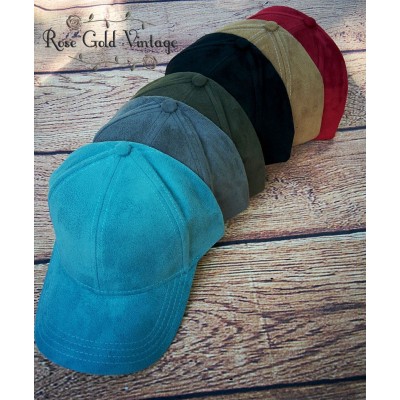 NWT Boutique CC Faux Suede Baseball Caps  Teal  Gray  Olive  Black  Beige  Red  eb-42679595